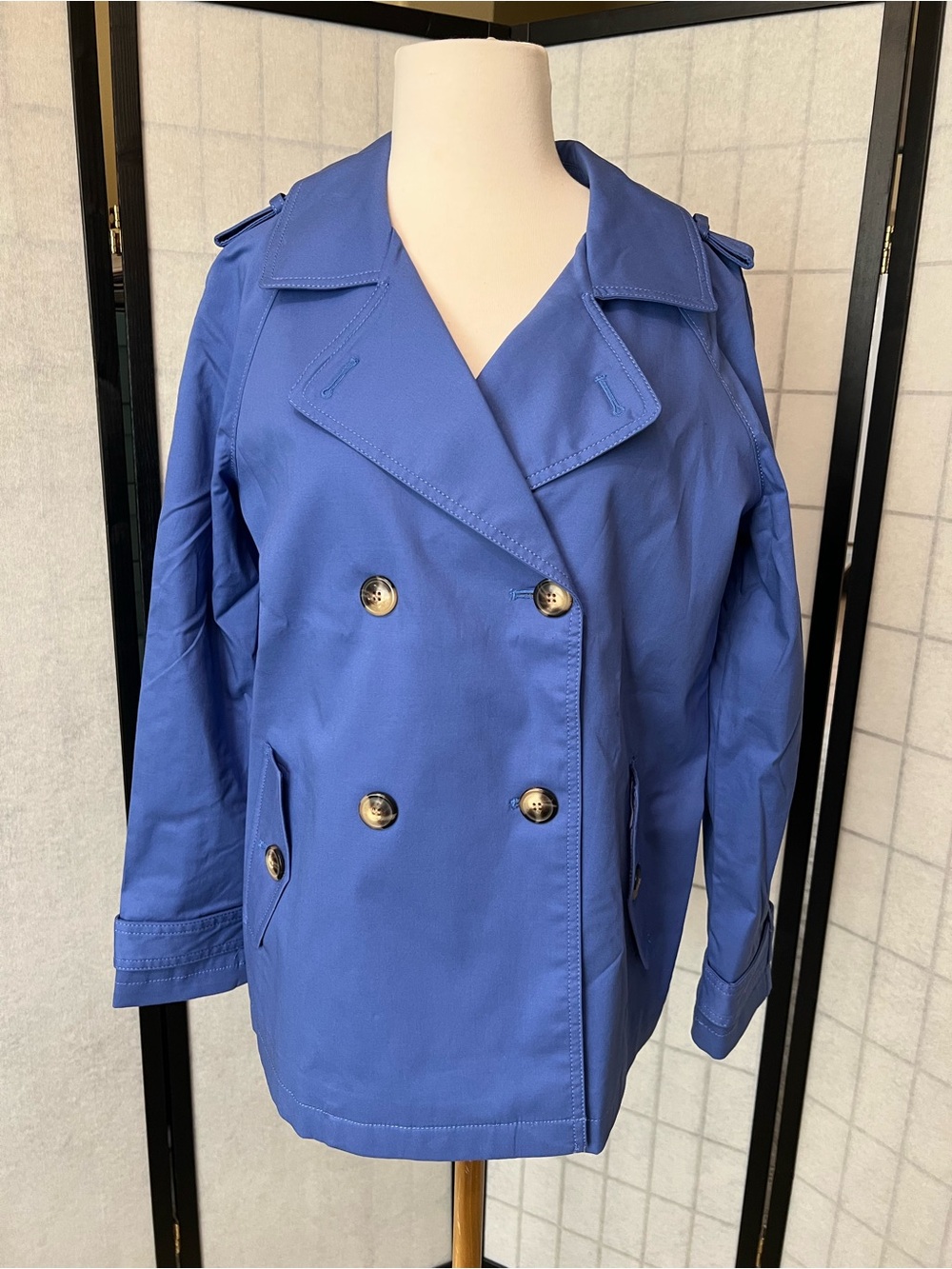 Talbots Double-Breasted Blue Pea Coat